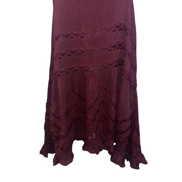 BEAUTIFUL Free People Voile and Lace Trapeze Slip dress size SP Burgundy COLORED - Picture 4 of 8